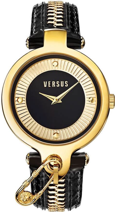 versus by versace women's key biscayne quartz leather strap watch|Versus By Versace Key Biscayne Black and Silver Dial Black .